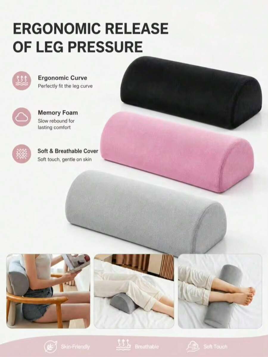 1pc Memory Foam Crescent Leg Pillow, Adjustable Knee & Ankle Support Cushion, Side Sleeping Wedge Leg Pillow, Provides Comfortable Support For Waist, Back, Hips And Legs, Suitable For Pregnancy Rest, Sofa Lounging, Office Nap, Travel Use, Perfect Gift For Moms, Nurses, Elderly, Athletes And Running Enthusiasts - Multicolor - View 1