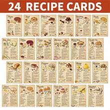 24pcs Vintage Classic Western Dessert Recipe Cards, 2.5*3.5inch Retro Homemade Baking Mini Cards With Pie, Cake & Pastry Reference, For Home Bakers, Kitchen Decor, Junk Journal Scrapbooking Ephemera, Christmas Baking Gift - A - View 6