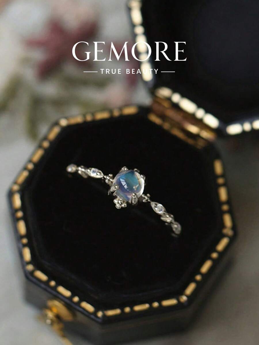 1pc Delicate Lace Moonstone Ring, Exquisite Women's Jewelry, Mother's Day Gift, Daily Wear