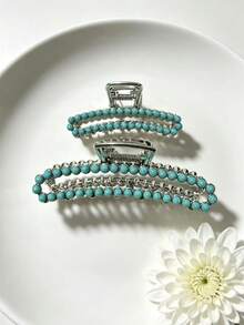 Vintage Turquoise Beaded Hair Clip, Metal Non-Slip Claw Clip, Western Cowboy Style Hair Clip - Multicolor - View 12