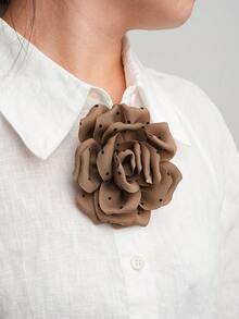 Brown Polka Dot Flower Button Covers For Women, Oversized Handcrafted Rose Button Clips For Shirts, Blouses & Jackets, Removable Clothing Accessory - Flowers - View 5
