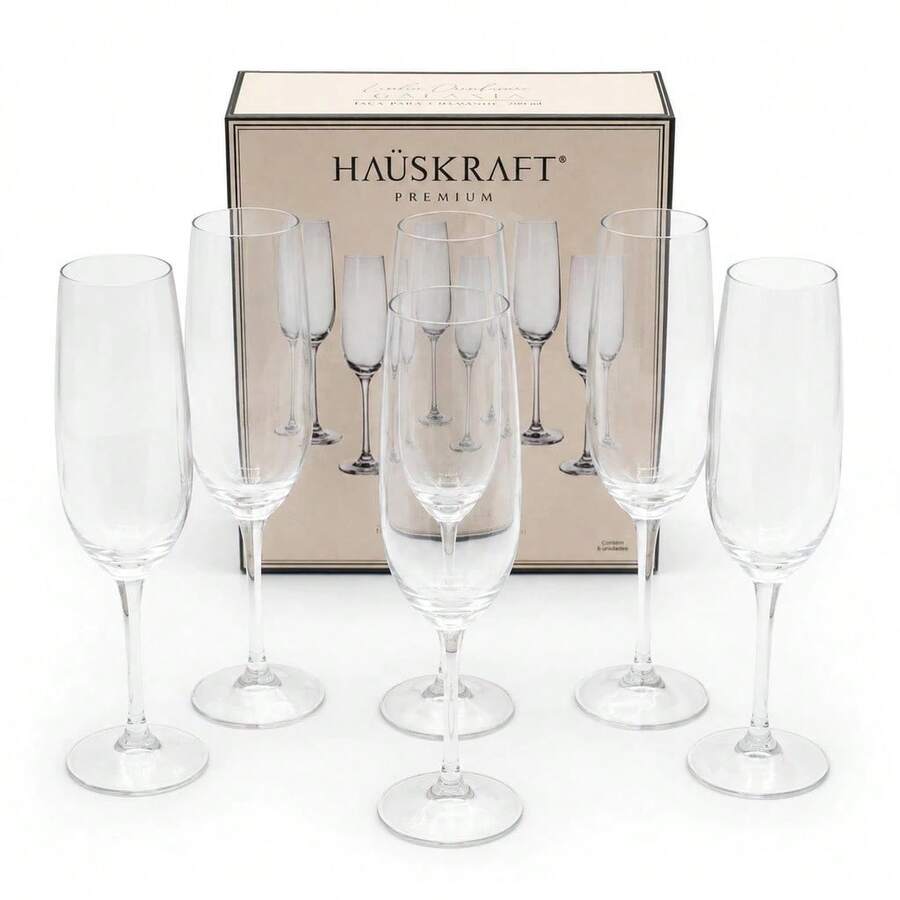 Jogo 6 Taças Champagne Galáxia Haüskraft Premium 200ml - Transparente - Visão 1