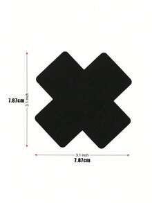 2/20 Pcs Black Cross Shaped Self-Adhesive Satin Disposable Nipple Cover Stickers For Women, Suitable For Strapless Clothes - Black - View 2