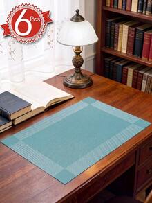 1-12pcs Gold PVC Rectangular Placemats, Minimalist Style Coffee Cup Coasters, Washable, Easy To Clean, Wipeable, Non-Slip, Heat Resistant, Suitable For Room Decor, Table Decor, Home Decor, Party Decor, Suitable For Holidays, Parties, Gatherings, Birthdays, Weddings, Gifts, Presents, Dinners, Outdoor, Picnics. - Multicolor - View 12