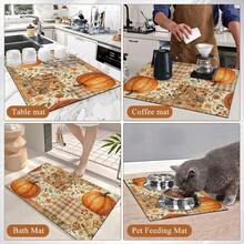 1PC Pumpkin Diatomite Absorbent Welcome Doormat, Christmas Halloween Decor Rug, Multi‑Purpose Mat For Stovetop, Coffee Station, Water Bar Counter, Indoor & Outdoor Front Door, Kitchen Home Decor Area Floor Mat - Multicolor - View 7