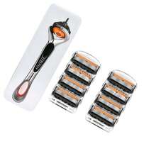 Men's 5-Blade Razor Set, 5-Layer Sharp Blade Design, Flexible Rotating Handle, Portable Non-Irritating Shaving Razor, Suitable For Daily Travel Home Use, Durable Replaceable Blades - 5-blade Model - View 12