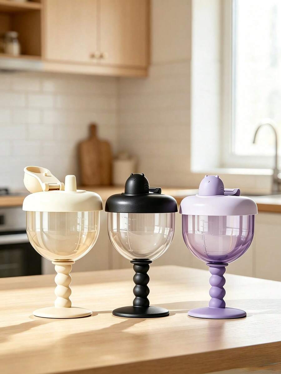 1pc Baby Straw Cup Cartoon Design Gradient Color PP Material Newborn Essential/Capacity 180ml/6.08oz - Multicolor - View 1