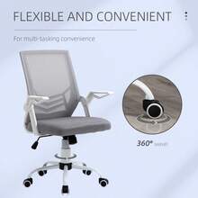Mesh Office Chair, Computer Desk Chair With Flip-Up Armrests, Lumbar Back Support And Swivel Wheels, Black On-Site - Grey + Mesh - View 8