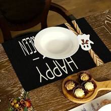 1/4/6pcs Halloween Series Bow Ghost Pattern Printed Placemats, Heat-Resistant Table Mats For Home Kitchen, Table Protection, Kitchen Dining Table, Party Scene Decoration - Multicolor - View 12