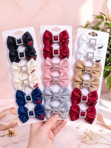 2/8/16pcs/Set Square Buckle Rhinestone Bow Hair Clips Combination, Simple Elegant Hair Accessories - Suitable For Girls And Women, Applicable For Daily Outings And Dates - Multicolor - View 5