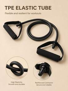 1pc 5-Level Resistance Band With Handle, Suitable For Home Fitness, Pilates And Body Shaping - Multicolor - View 7