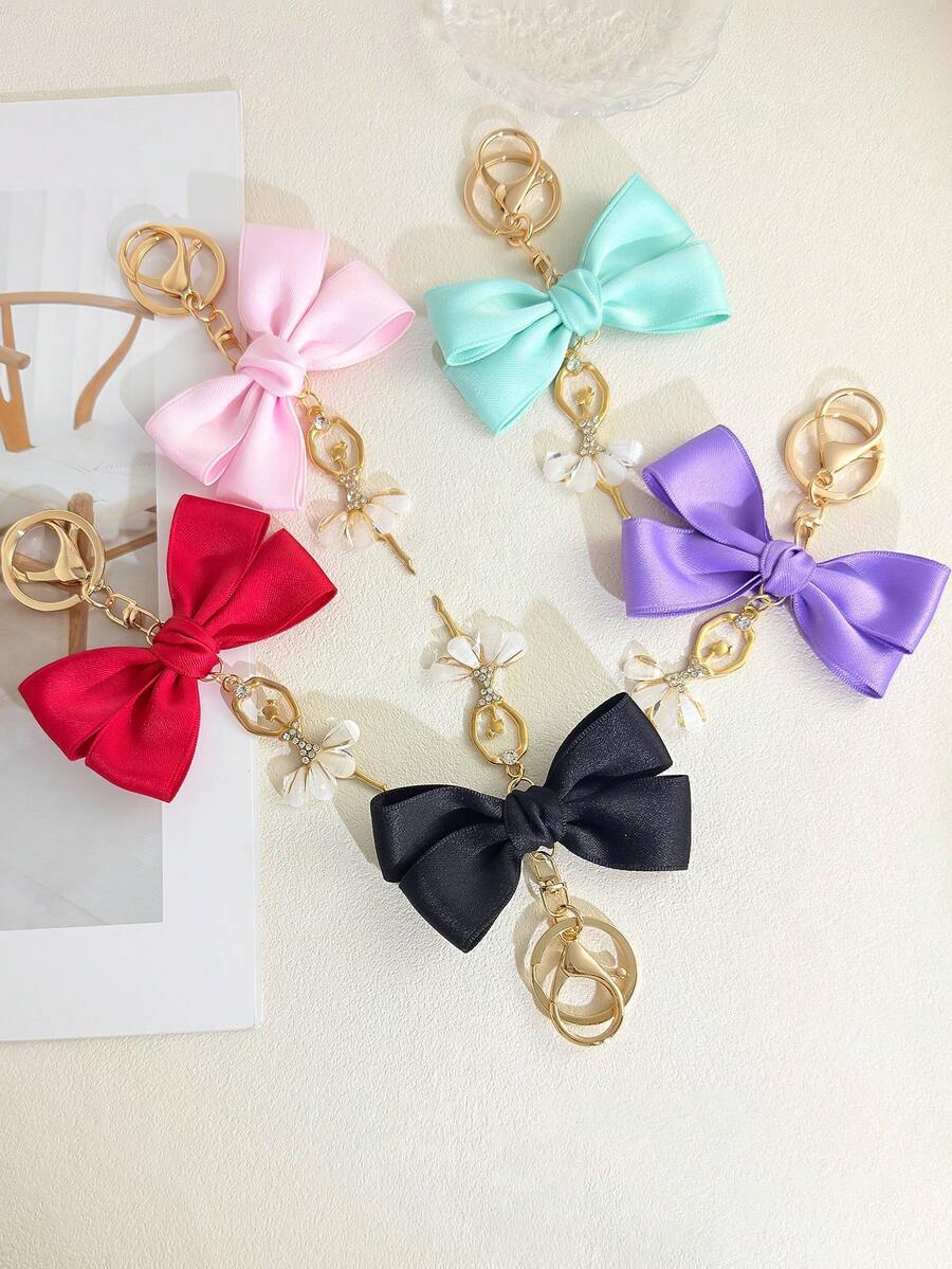 1pc New Creative Personalized Ballet Girl Pearl Bow Pendant Bag Phone Case Keychain Charm Women's Keychain - Multicolor - View 1