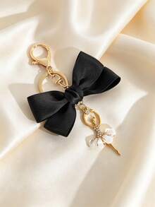 1pc New Women's Keychain Creative Personalized Ballet Girl Pearl Bow Pendant Bag Phone Case Key Ring Charm - Multicolor - View 10