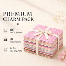 50/100PCS 5"X5" (12.7cmx12.7cm) Pink Fresh Elegant Floral Series-Non-Fraying Serrated Edge, Colorful Botanical Floral Print Fabric, No Cutting Required, For Patchwork, Patchwork Bags, Small Home Decor, Coasters, Zipper Pouches And Handmade DIY. Christmas, New Year Holiday Gifts - Variant - View 4