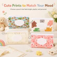 1pc Animal & Plant Cartoon Pattern Wet Wipe Storage Bag, Portable Hanging Dispenser Bag With Dust-Proof Sealed Carabiner Design, Can Be Hung On Stroller, Suitable For Home And Outdoor Use - Multicolor - View 5