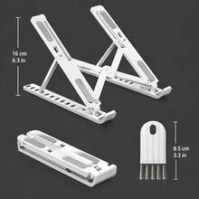 Dudukan Laptop Olding dengan Set Sikat Pembersih Keyboard, Penyesuaian Sudut Sepuluh Tingkat, Meningkatkan Ketinggian Layar Laptop dan Postur Mengetik, Desain Portabel yang Dapat Dilipat, Cocok untuk Meja, Dudukan Plastik Rekayasa Putih - View 4