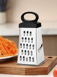 1/3pcs 5 Inch Egg-Shaped Handle Stainless Steel 4-Sided Grater Multi-Function Peeler Vegetable & Cheese Grater - Silver - View 1