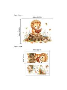 2pcs/1set - Forest Theme Healing Reading Corner Animal Wall Stickers, Suitable For Back To School Season - Multicolor - View 12