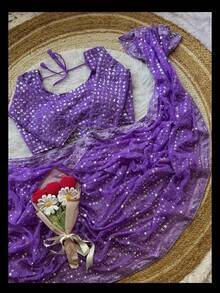 Soft Georgette Saree With Ready Blouse, Cultural Wear For Women - Multicolor - View 3