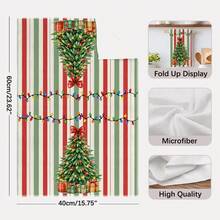 2PCS Kitchen Towels Striped Christmas Tree Print 40*60cm Simple Style Rectangular Microfiber Kitchen Towels, Dish Cloths, Tablecloths, Hand Towels, Christmas Kitchen Decor, Home Decor, Neighbor Housewarming Gift, Perfect For Kitchen And Bathroom Use, Suitable For Housewives And Family Gatherings, High Cost-Performance, Essential Home Product - Multicolor - View 4