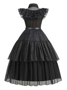 Tween Girl Party Halloween Dress, Performance Costume Suitable For Holiday Celebration, Evening Party, Ball, Stage Show, Series - Black - View 4