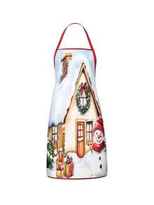 2pcs Christmas Cartoon Character Print Apron Set, Penguin Santa Snowman Elf Pattern Kitchen Cooking Baking Aprons For Holiday Party Home Decoration - Multicolor - View 9