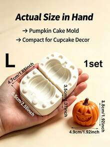 Halloween Pumpkin 3D Silicone Mold, Fall & Thanksgiving Fondant Chocolate Cake Decorating Tray, DIY Baking Tool For Candy, Polymer Clay, Cookies, Pastry & Sugar Art, Reusable Kitchen Baking Supplies - Beige - View 9
