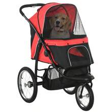 Foldable Pet Stroller With Three Wheels, Small, Medium Dogs, Red On-Site - 1 - View 1