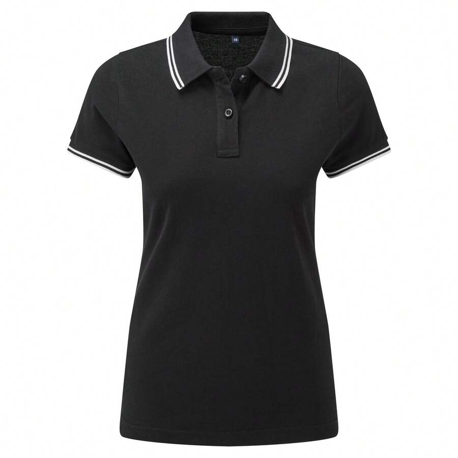 Roly Asquith & Fox Womens/Ladies Classic Fit Tipped Polo - Black/White - View 1