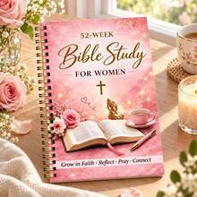 1 Book 52-Week Guided Bible Study: 5.6" X 8.1" Full-Year Bible Study Plan Notebook, Suitable For Women, Includes Daily Reading Plan, Scripture References And Tips, Total 126 Pages, Excellent Spiritual Companion For Women's School And Workplace Bible Study Materials - B - View 6