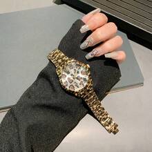 1pc Women's Luminous Design Premium Leopard Print Texture Fashion Versatile Quartz Wristwatch - Mouldless - View 8
