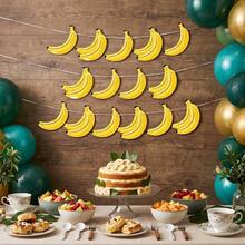 1 Set Let's Go Yellow Banana Paper Banner Garland, Tropical Fruit Hollow Hanging Rope Decoration, Cartoon Banana Shape DIY String Banner Wall Decor, Suitable For Summer Pool Party, Hawaiian Luau, Fruit Theme Birthday, Baby Shower Backdrop Decoration - Banana - View 7