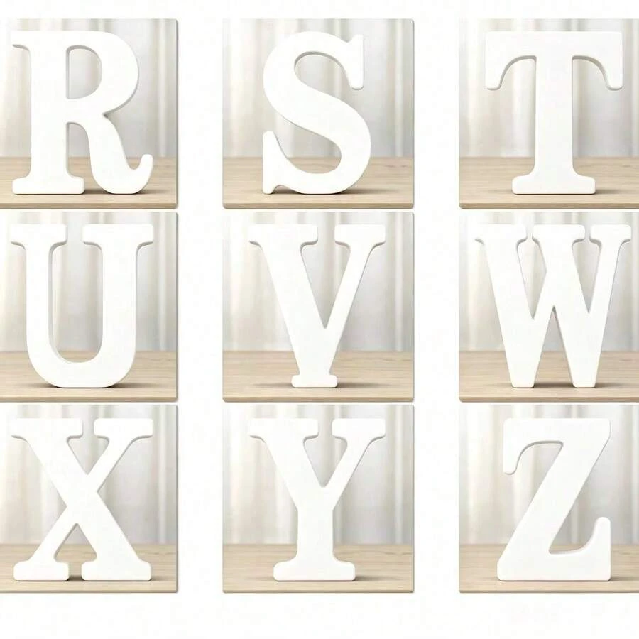 6 Inch White Wooden Letters, Unfinished Wooden Letters, Suitable For Wall Decoration, Standing Decorative Letters, Sliced Sign Decoration, Can Be Used For Crafts, Home Party Projects, Birthdays, Graduations, Etc., The Best Gift Choice.