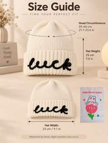 Women's Embroidered Knit Beanie, Soft Ribbed Winter Hat With Folded Brim, Warm Elastic Casual Cap, Suitable For Cold Weather, Outdoor Walking, Commuting, Travel, Daily Wear And Autumn/Winter Outfit Matching - Multicolor - View 12