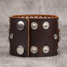 1 buah Gelang Kulit Lebar Gaya Bohemian Punk untuk Pria, Gelang Berlapis dengan Hiasan Paku Keling, Gelang dengan Penutup Jepit yang Dapat Dipersonalisasi, Aksesori Pesta Karnaval, Halloween, Pertunjukan Panggung, Gaya Pasangan Unisex - gelang - View 9