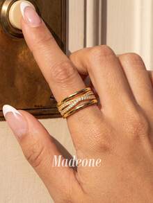 MADEONE 1pc Vintage Line Wrapped Ring, Unisex, Suitable For Daily Wear, Party Accessory, High-Quality Ring Jewelry Gift - Style 11 - View 6