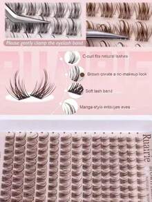 Brown Natural Wispy Lash Clusters, Anime Lash Clusters, Spiky Lash Extensions, C Curl Individual Lash Extensions, Spiky Individual Lash Extensions, 8-16mm Flat Bottom Lash Clusters, DIY Eyelash Extensions At Home - D - View 4
