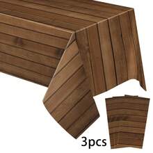 1pc/3pcs Disposable Sunflower Tablecloth 137cm X 274cm Wood Grain Plastic Rustic Vintage Rectangular Tablecloth For Dining Table Kitchen Party Banquet Outdoor - Multicolor - View 11