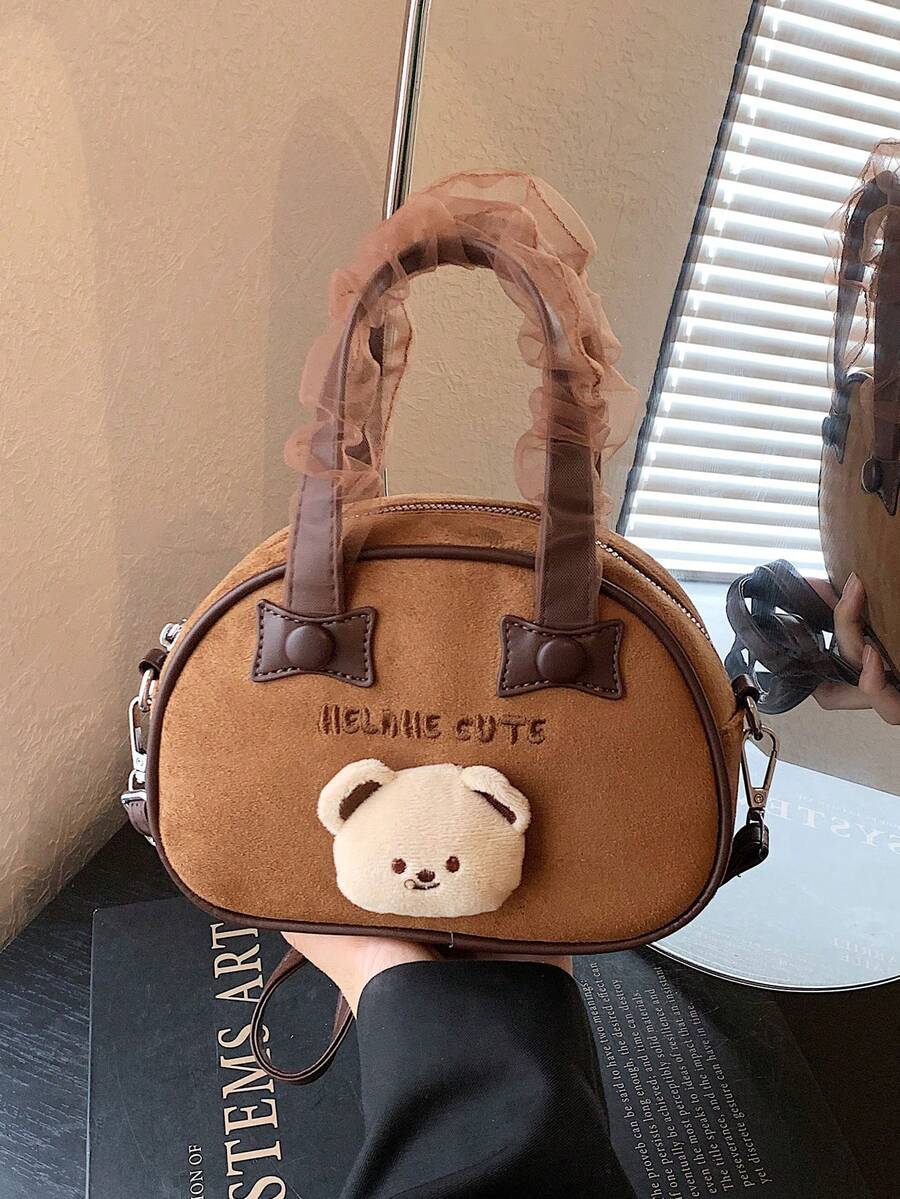 Autumn And Winter New Korean Style Bow Knot Bear Parent-Child Matching Handbag Crossbody Accessory Phone Bag Girl's Bag - Brown - View 1