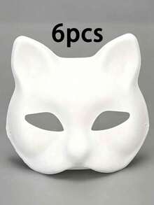 1/3/6 Pcs Therian Mask DIY Blank White Cat Fox Animal Half Face Mask Halloween Masquerade Cosplay Party Mask - DIY Mask - View 21