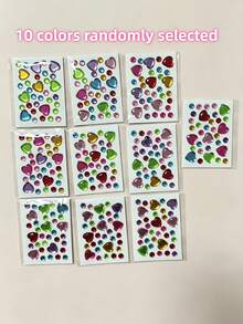 10 buah Stiker Kamera, Stiker Hati & Berlian Gaya , Stiker Mengkilap Dekoratif 3D, Cocok untuk Papan Klip, Dekorasi Ponsel, Riasan, Kerajinan DIY, Perlengkapan Alat Tulis Warna Acak - Stiker rhinestones untuk makeup - View 12