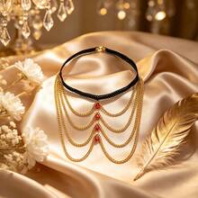 1pc Ins Popular Sweet Cool Style Metal Women's Leg Chain Accessory, Multi-Layer Fine Chain Combination, Versatile Beach Music Festival Leg Jewelry - Gold - View 1