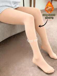 1pc 80g/200g/300g Women's High Elasticity Sheer Tights, Non-High Waist, Elastic Compression Stockings, Suitable For Spring, Autumn, Winter Daily Wear - Apricot - View 3