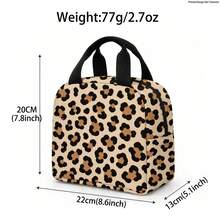 Large-Capacity Handbag, Storage Bag, Cute Leopard Print Coffee Brown Print-Handbag, Suitable For School, Offices, Outdoor Picnics, Various Uses - Leopard Print - View 2