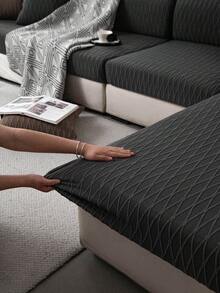 1PC Jacquard Elastic Protective Cover Suitable For All Seasons, Fashionable And Simple Anti Slip Sofa Cover, Washable, Pet Scratch Resistant, Suitable For Living Room, Bedroom, Dining Room, Outdoor, Suitable For L-Shaped 1/2/3/4 Seat Sofas - Dark Grey - View 5