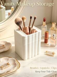 Creative Book-Shaped Makeup Brush Holder, INS Light Luxury Vanity Lipstick & Eyebrow Pencil Storage Box, Office Desk Pen Holder Stationery Organizer, Highly Attractive Desktop Storage - White - View 6