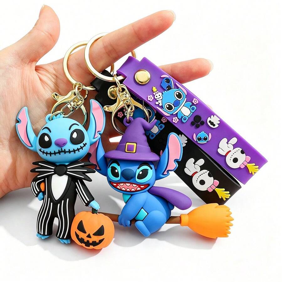 1 buah Gantungan Kunci Disney Anime Halloween Natal Gantungan Kunci Liontin Stitch Lucu Hiasan Tas - Berbagai gaya - View 1