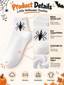 5/10 Pairs Halloween Casual Versatile Pumpkin Socks, Personalized Fun Couple Style Sweat-Absorbing Casual Socks, Suitable For Halloween, Daily And Home Use - Multicolor - View 4