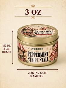 EVODUCK 1pc Peppermint Candy Scented Christmas Candle 3oz Mini Tin With Gift Box & Card, Sweet Vanilla Sugar Mint Scent, Office Desk Cubicle Winter Decor, Secret Santa Gift Exchange Stocking Stuffer For Friends Coworkers Home Fragrance - Christmas Candle - View 7