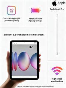 Apple iPad mini 7, tableta de pantalla completa de 8,3 pulgadas con chip A17 Pro, rendimiento fluido, batería de larga duración, compacta y portátil, versión con conexión WLAN. - Multicolor - Ver 6